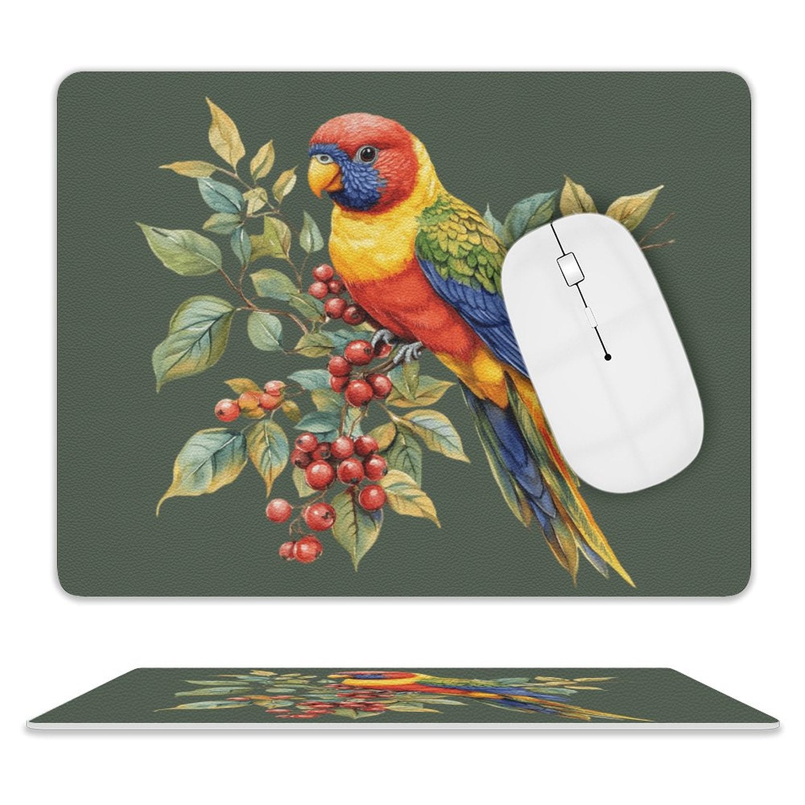 Lorikeet Leather Mouse Pad white One size Leather Mouse Pad animal Printed Offshore