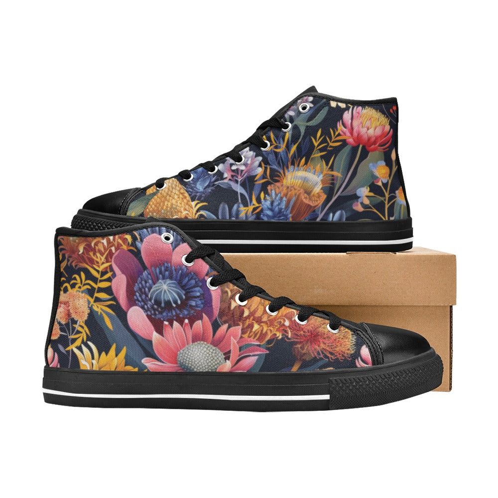 Aussie Floral Women's High Top Canvas Shoes Womens Classic High Top Shoes Plants Printed Offshore