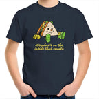 Sandwich, It's What's On The Inside That Counts - Kids Youth T-Shirt Navy Kids Youth T-shirt Food Positivity Printed In Australia