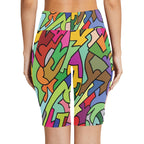 Bright Abstract Women's Bike Shorts With Side Pockets Women's Bike Shorts Printed Offshore