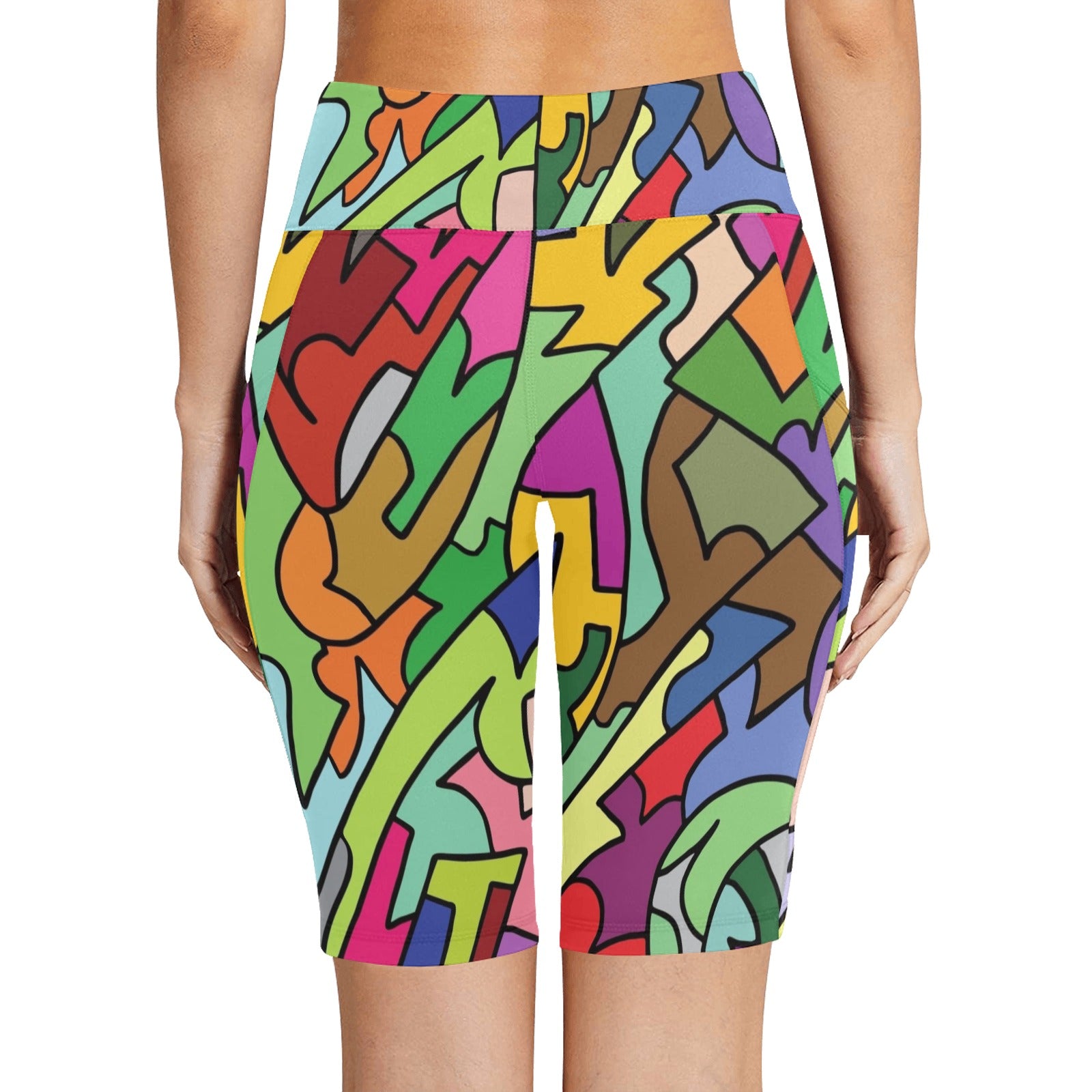 Bright Abstract Women's Bike Shorts With Side Pockets Women's Bike Shorts Printed Offshore