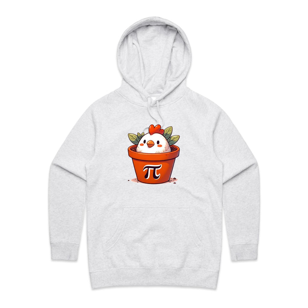 Chicken Pot Pi - Womens Hoodie White Marle Womens Hoodie animal Maths Printed In Australia