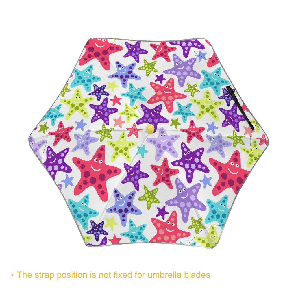 Colourful Starfish Kids Safe Round Corner Umbrella Kids Safe Round Corner Umbrella animal Ocean Printed Offshore