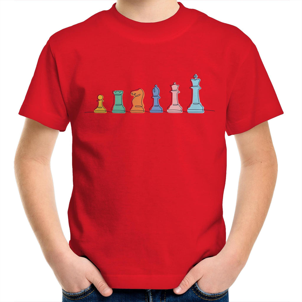 Chess - Kids Youth T-Shirt Red Kids Youth T-shirt Chess Printed In Australia