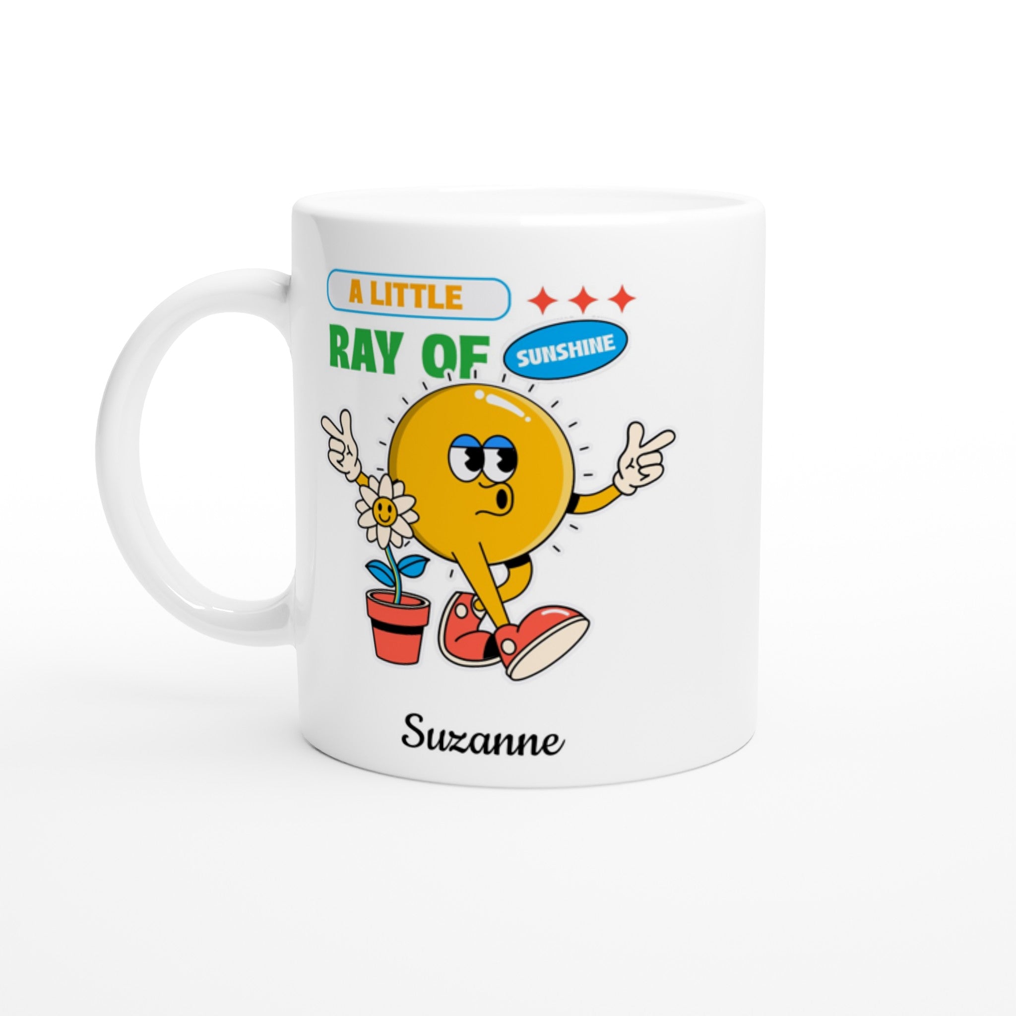 Personalise - A Little Ray Of Sunshine - White 11oz Ceramic Mug Default Title Personalised 11oz Mug customise Globally Fulfilled personalise Retro