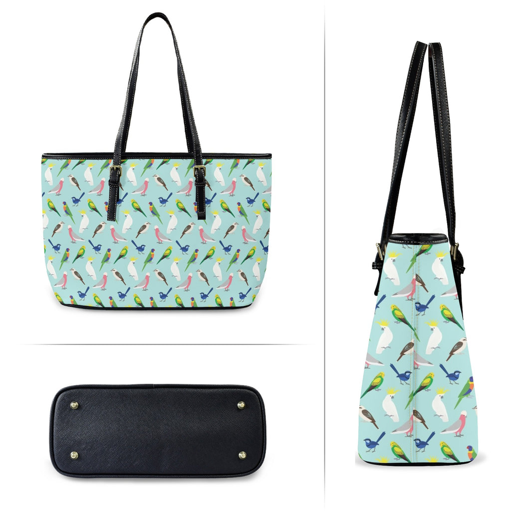 Australian Birds PU Leather Tote Bag Large