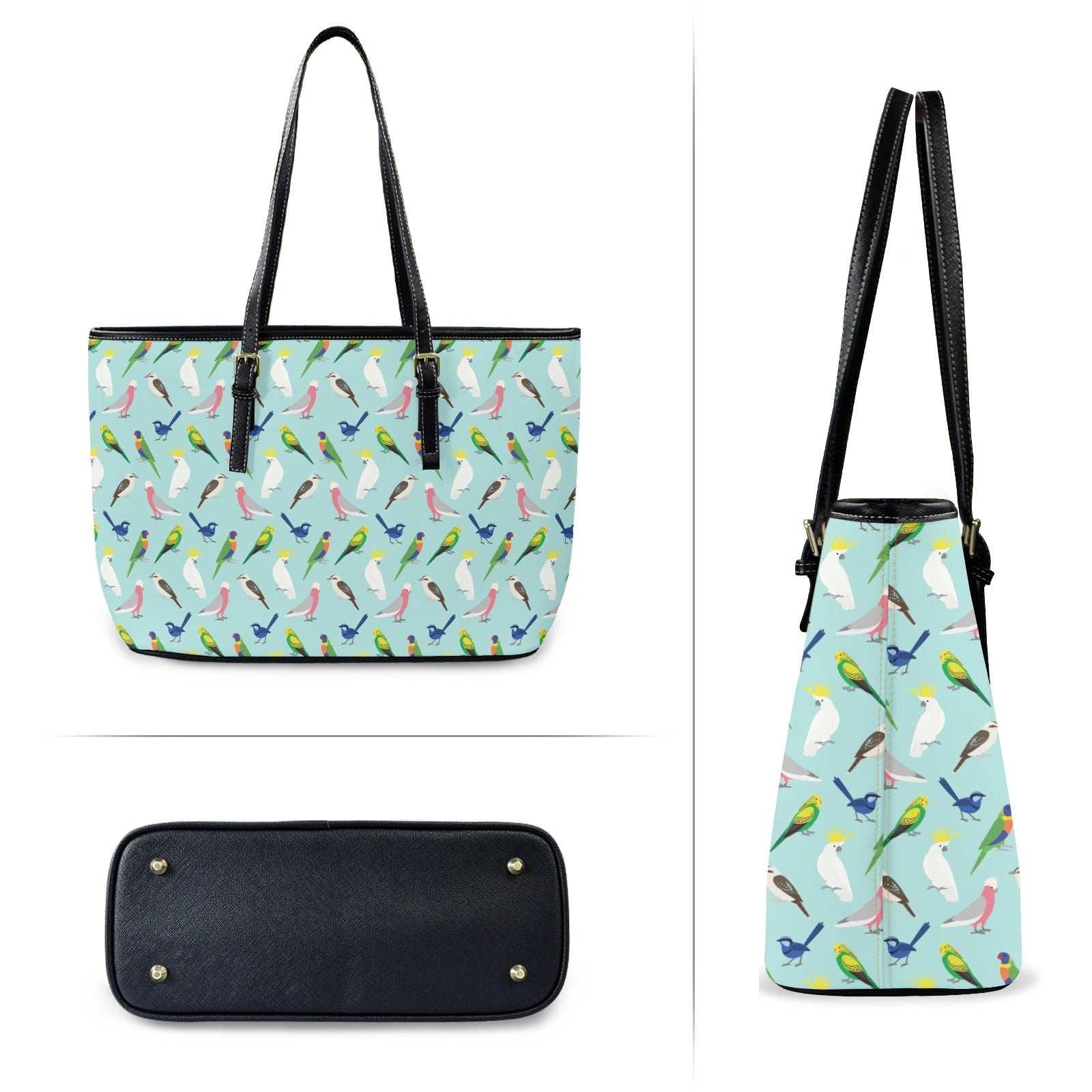 Australian Birds PU Leather Tote Bag Large