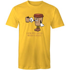 Even My Coffee Needs Coffee - Mens T-Shirt Yellow Mens T-shirt Coffee Printed In Australia
