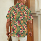 Vintage Hawaiian Floral Men's Short Sleeve Hawaiian Shirt Men's Hawaiian Shirt (New) Plants Printed Offshore Retro