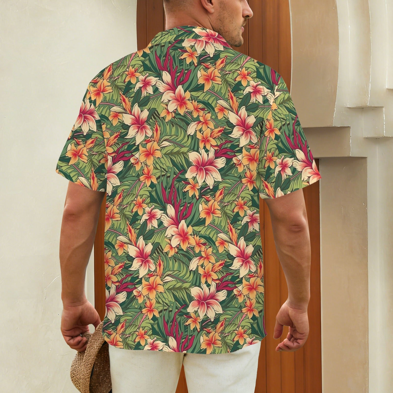 Vintage Hawaiian Floral - Men's Short Sleeve Hawaiian Shirt Men's Hawaiian Shirt (New) Plants Printed Offshore Retro