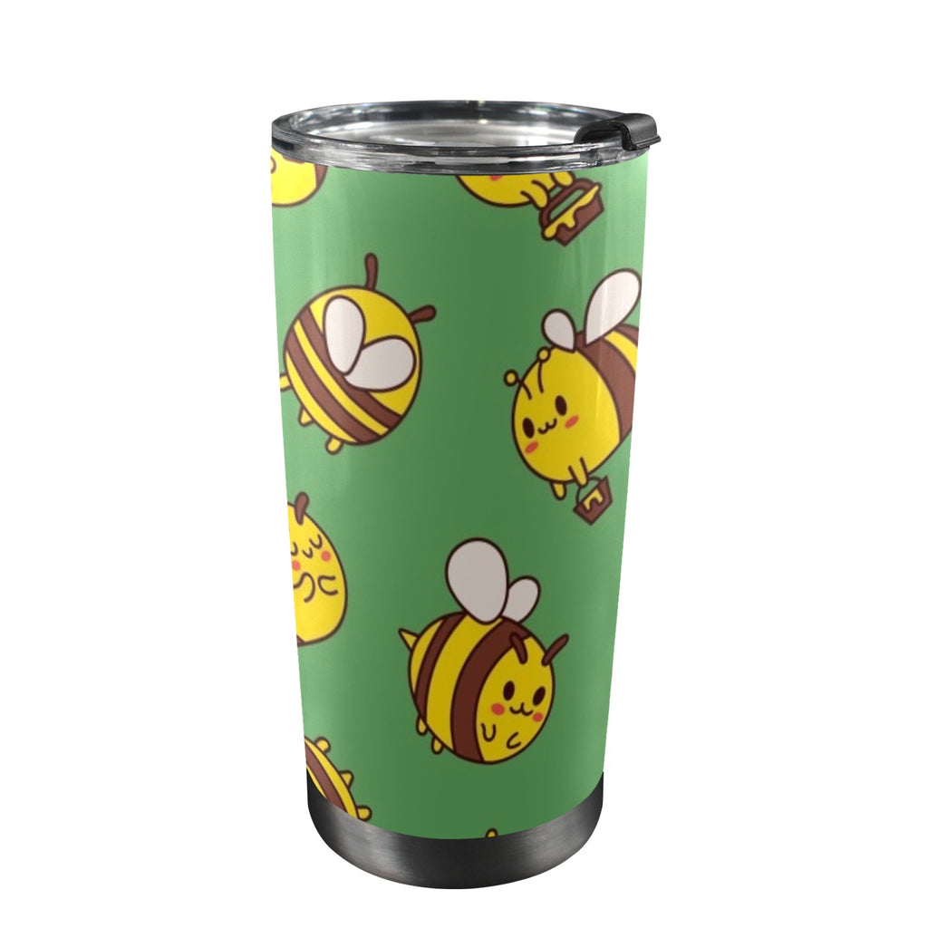 Busy Bees 20oz Mobile Tumbler with Lid (Black Lock) One Size 20oz Travel Mug animal Printed Offshore
