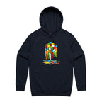 Melting Game Cube - Mens Hoodie Navy Mens Hoodie Games Printed In Australia