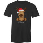 Oh Deer, Christmas Is Here, Reindeer - Mens T-Shirt Black Mens Christmas T-shirt Christmas Printed In Australia