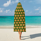 Yellow Flowers On Green Kids Hooded Blanket 100cm x 130cm
