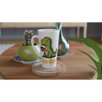 Personalised - Tea-Rex, Tea Drinking Dinosaur - White Latte 17oz Ceramic Mug Personalised Latte Mug Globally Fulfilled Tea