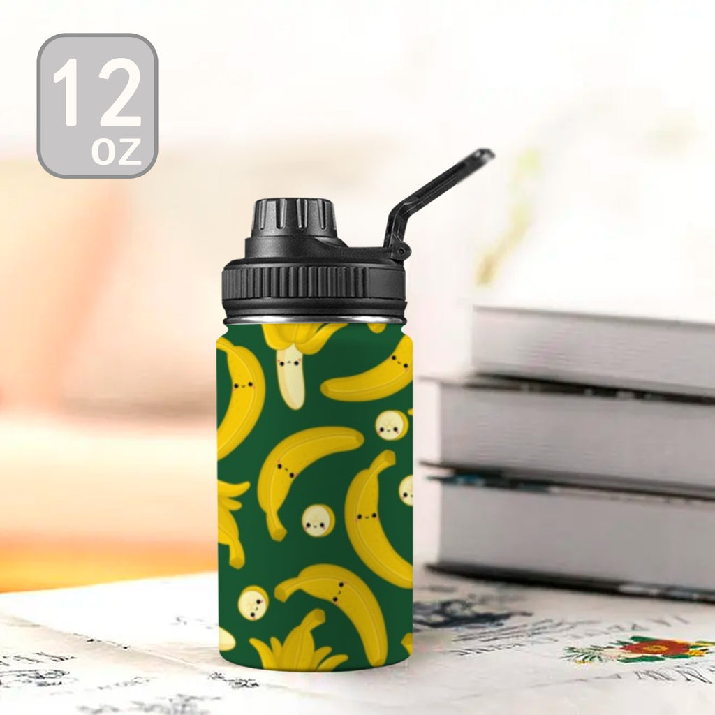 Happy Bananas - Kids Water Bottle with Chug Lid (12 oz) Kids Water Bottle with Chug Lid Food Printed Offshore
