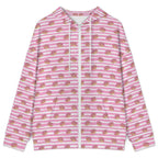 Pink Doughnut Stripes Women's Full-Zip Hoodie