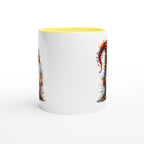 Christmas Gnome Wrapped In Lights - White 11oz Ceramic Mug with Colour Inside Christmas Colour Mug Christmas Globally Fulfilled