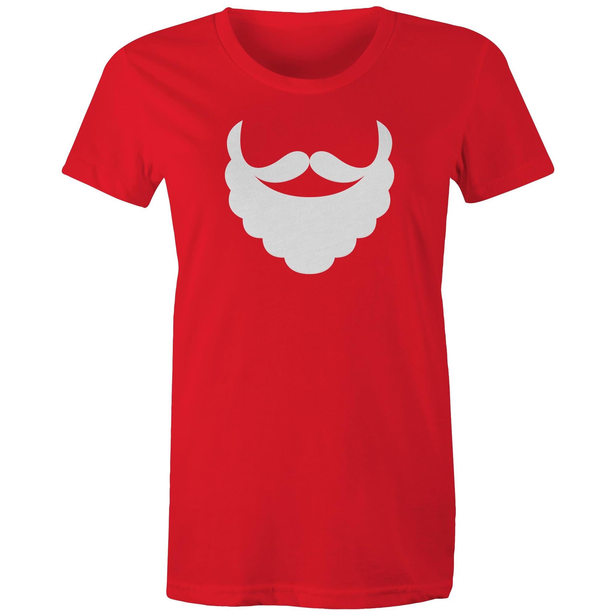 Santa's Beard - Womens T-shirt Red Womens Christmas T-shirt Christmas Printed In Australia
