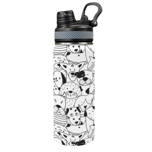Black And White Dogs - Insulated Water Bottle with Dual-Use Lid (18oz) One Size Insulated Water Bottle with Dual-Use Lid (18oz) animal Printed Offshore