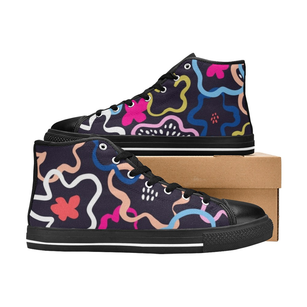 Abstract Floral - Kids' High Top Canvas Shoes Kids High Top Canvas Shoes Printed Offshore
