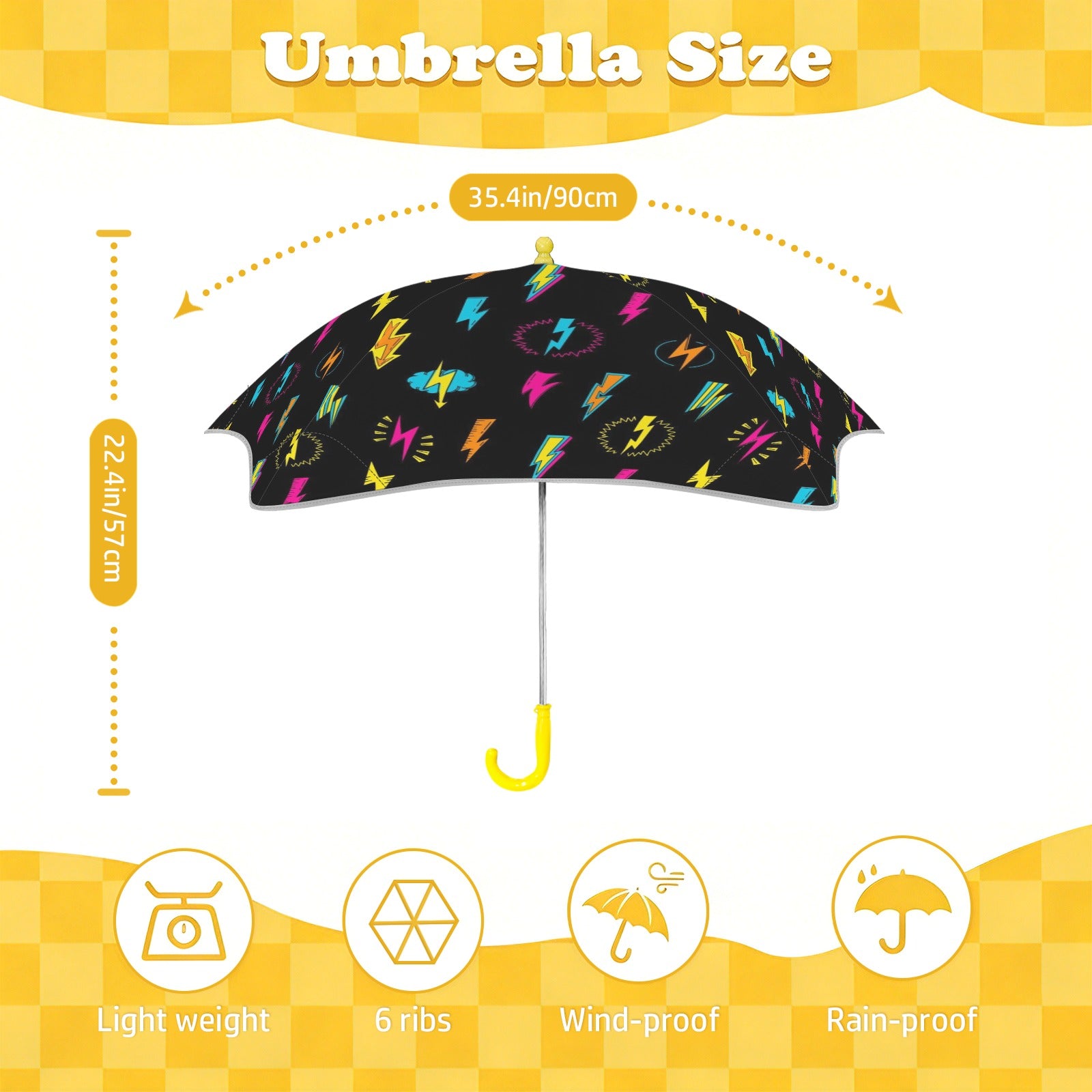 Fun Lightning Kids Safe Round Corner Umbrella Kids Safe Round Corner Umbrella comic Printed Offshore
