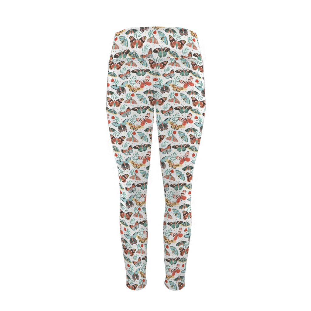 Pretty Moths And Butterflies Women's High Waist Pockets Yoga Leggings Women's High Waist Pockets Yoga Leggings animal Printed Offshore