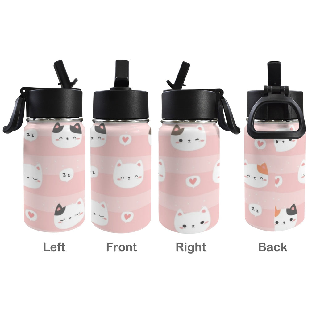 Pink Cats 12oz Kids Water Bottle with Straw Lid