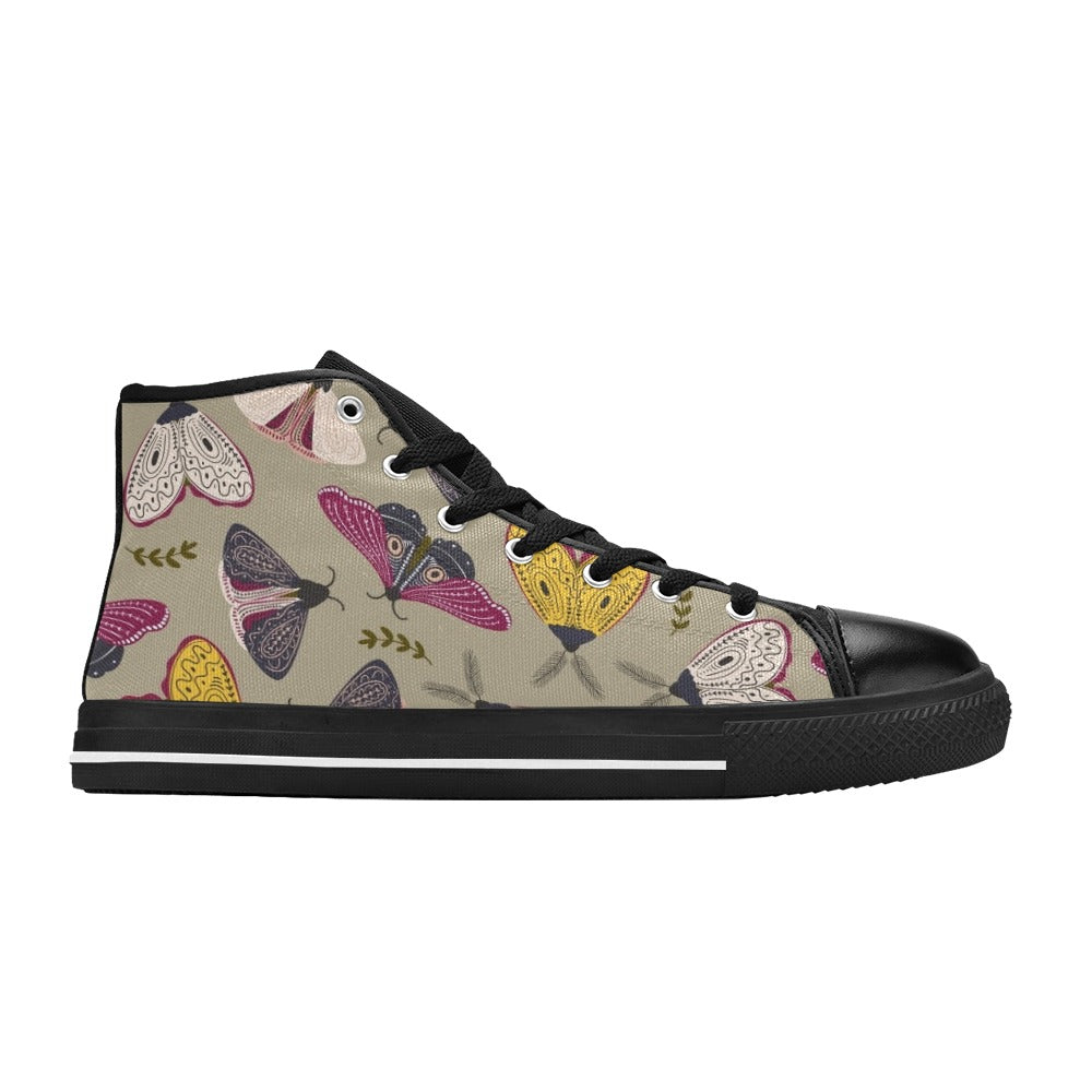 Pretty Moths Men's High Top Canvas Shoes Men's Classic High Top Canvas Shoes animal Printed Offshore