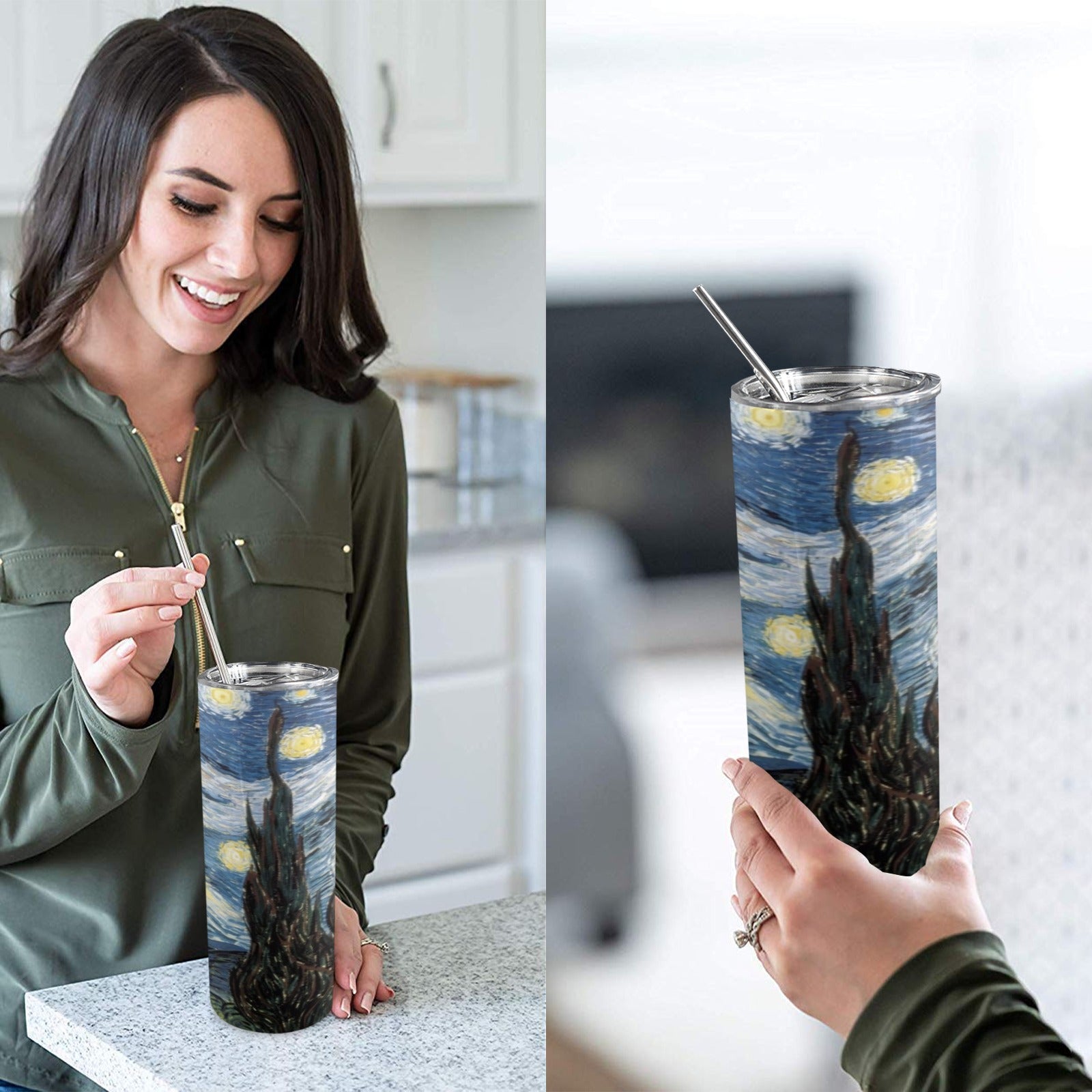 Starry Night 20oz Tall Skinny Tumbler with Lid and Straw