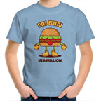 I'm Bun In A Million, Hamburger - Kids Youth T-Shirt Carolina Blue Kids Youth T-shirt Food Printed In Australia