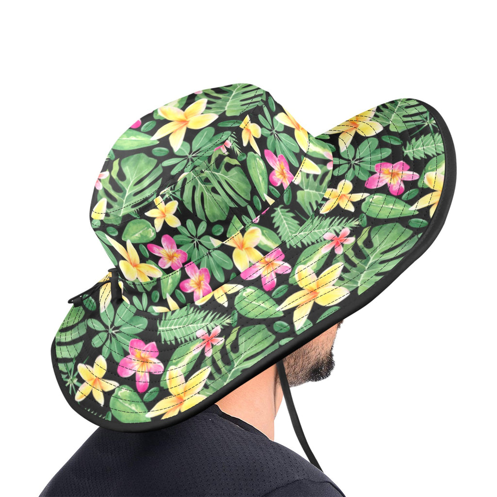 Frangipani Wide Brim Bucket Hat Wide Brim Bucket Hat Plants Printed Offshore