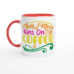 Personalised - This Mum Runs On Coffee - 11oz Ceramic Mug Ceramic Red Personalised Mug customise Globally Fulfilled Mum personalise