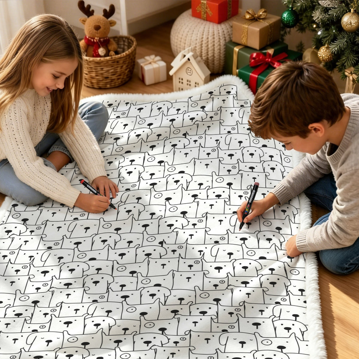 Dog Crowd Colour Your Own Blanket 100×150cm