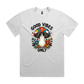 Good Vibes Only, Hippie Mushroom AS Colour Heavy Faded Tee Unisex Faded White Heavy Faded T-shirt Positivity Printed In Australia