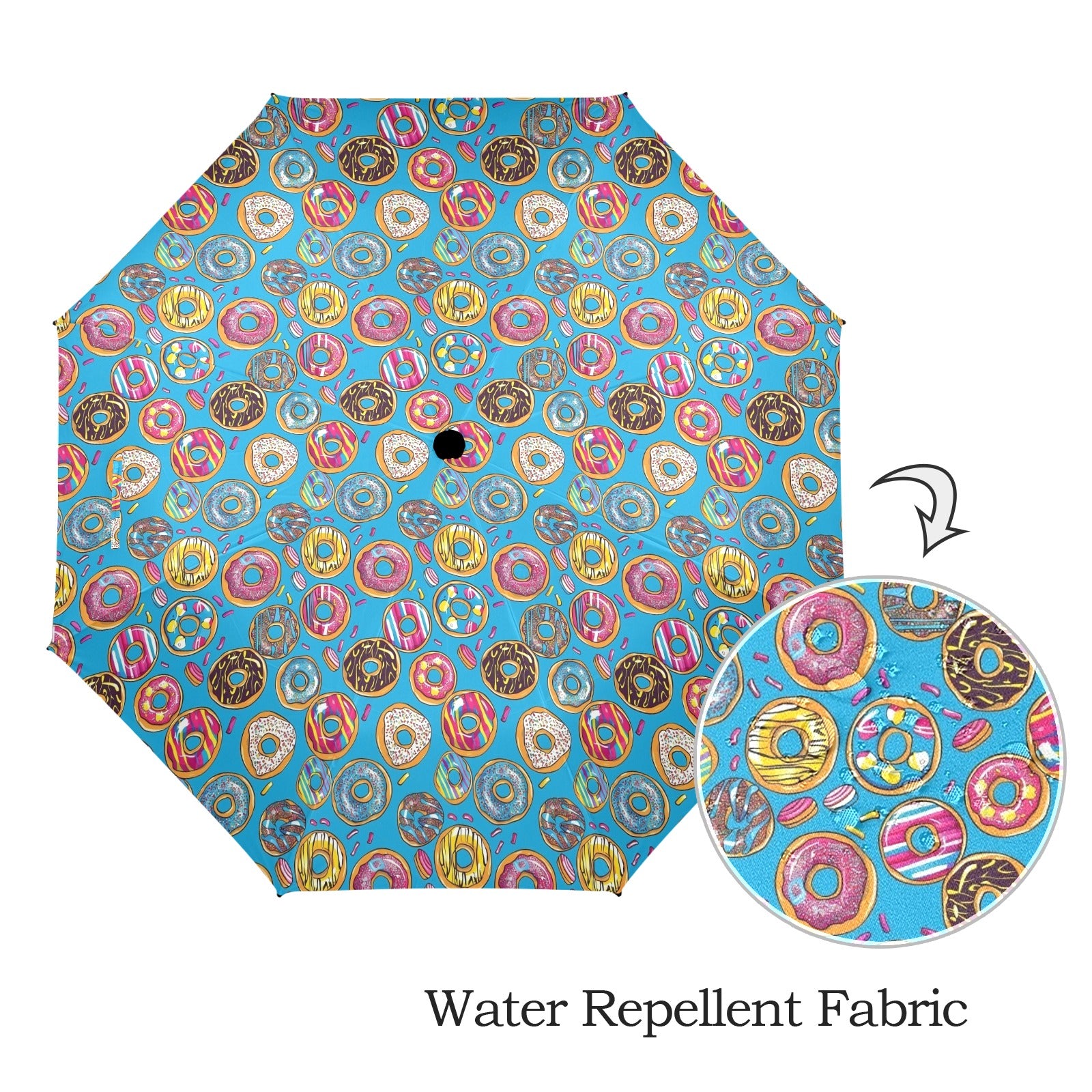 Doughnuts On Blue - Umbrella Umbrella Food Printed Offshore