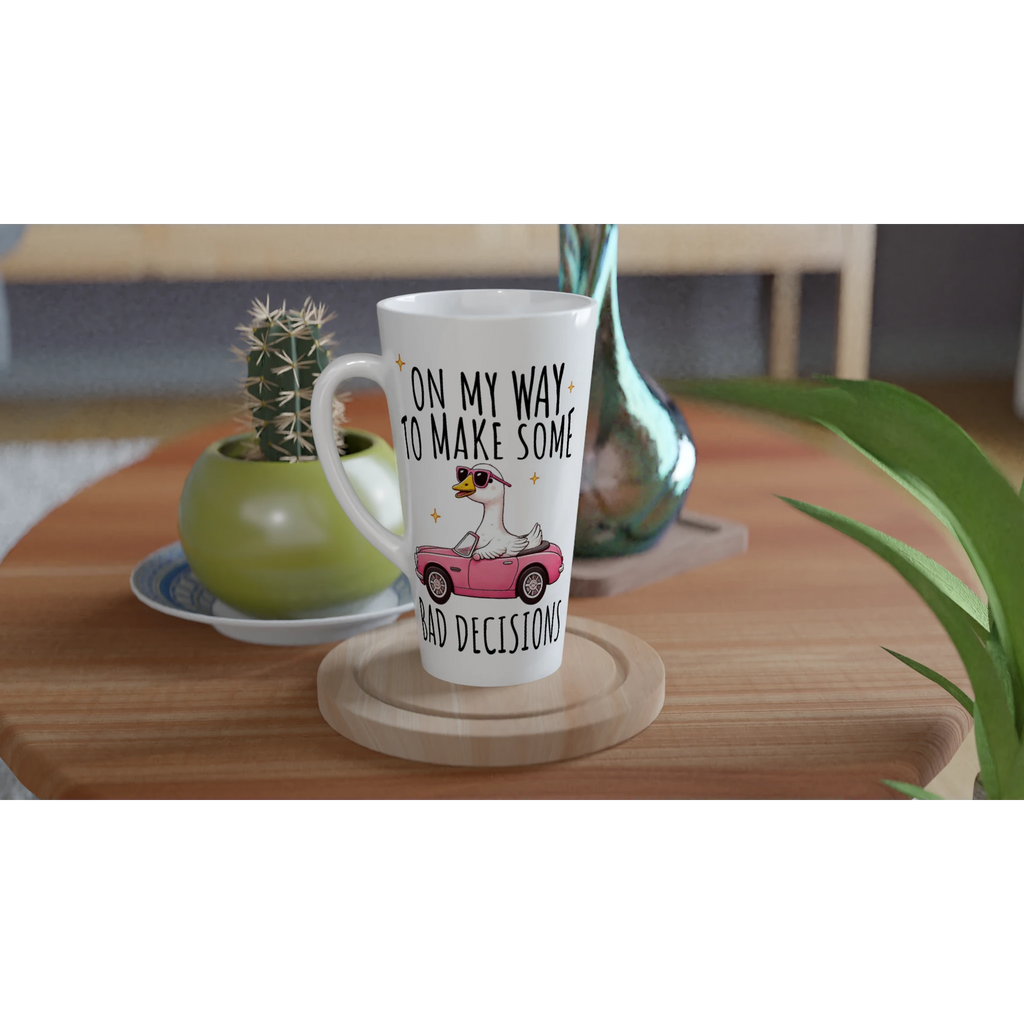 On My Way To Make Some Bad Decisions - White Latte 17oz Ceramic Mug Latte Mug animal Globally Fulfilled