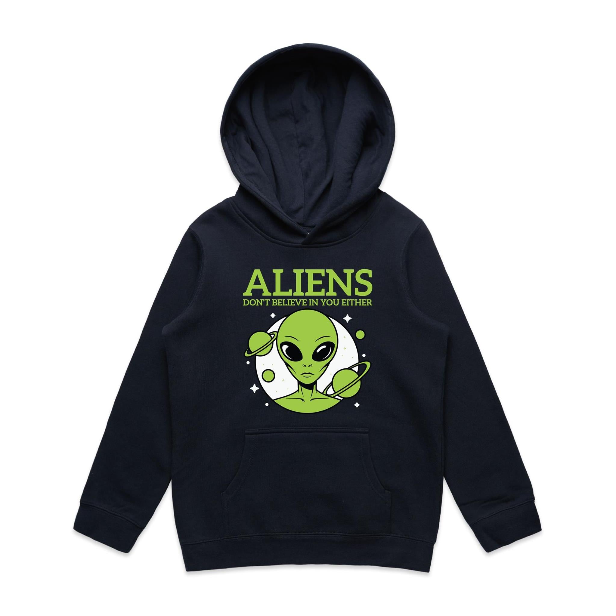 Aliens Don't Believe In You Either Kids AS Colour Hoodie