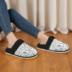 Music Time Women's Fur Trim Thick-Sole Indoor Slippers Women's Fur Trimmed Slippers Music Printed Offshore