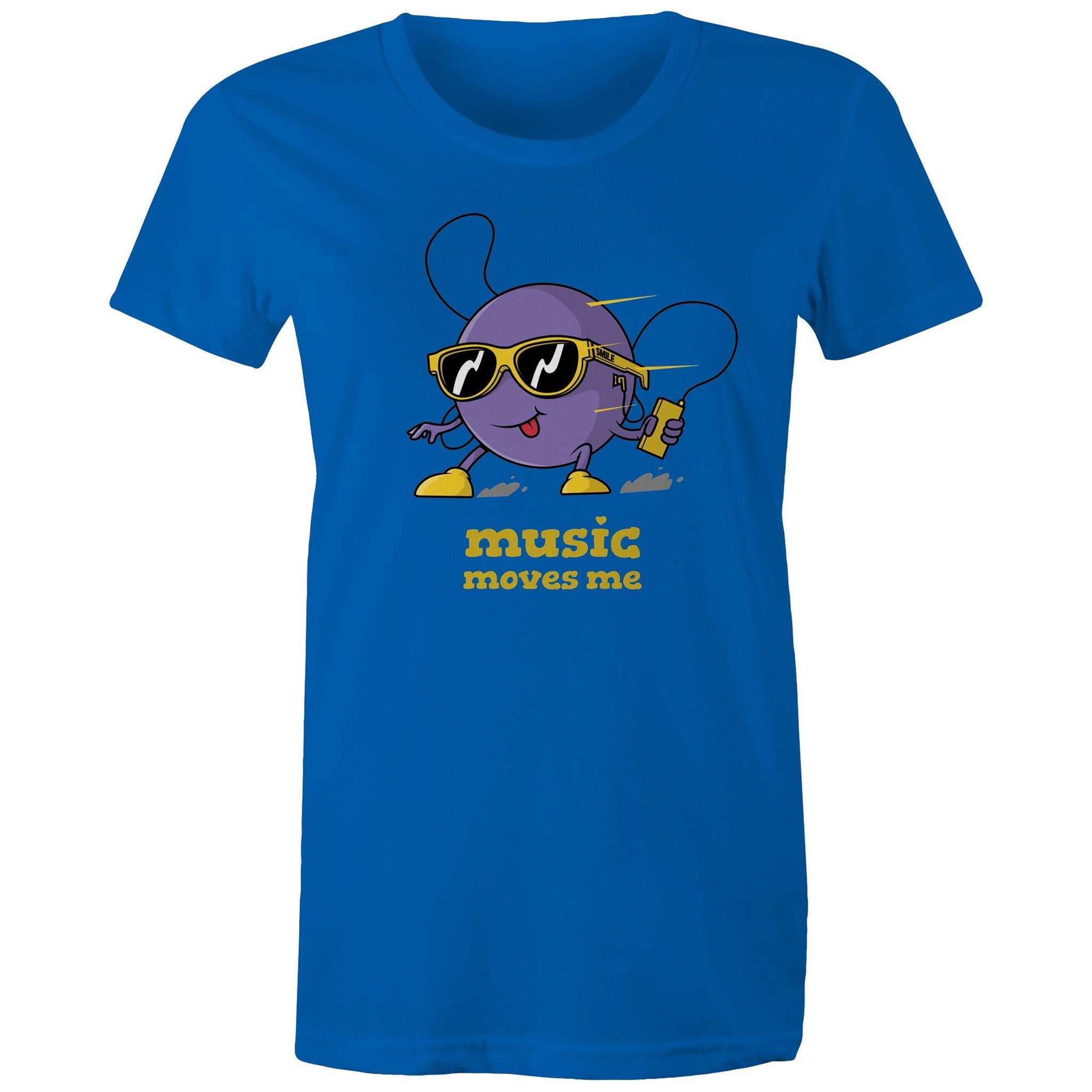 Music Moves Me - Womens T-shirt Bright Royal Womens T-shirt Music Printed In Australia