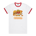 The Diet Starts Tomorrow, Hamburger, Fries, Pizza - Staple Ringer Tee White Red Ringer T-Shirt Food Printed In Australia