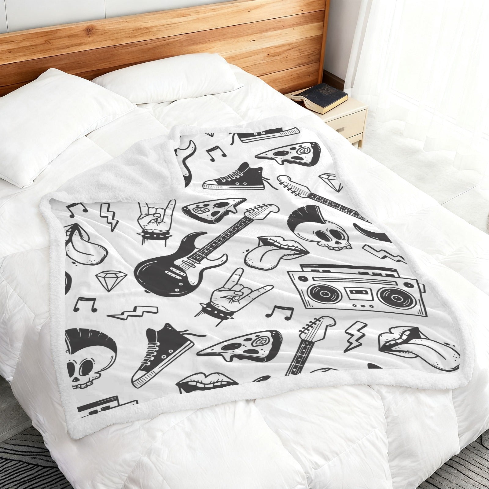 Rock Music - Double-Layer Fleece Blanket 51"x59"