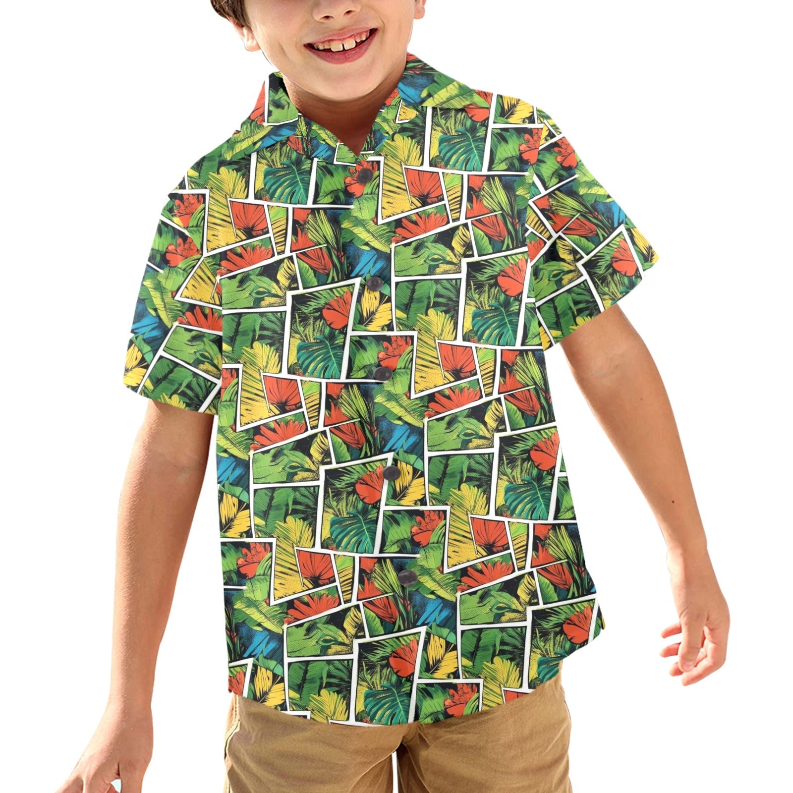 Tropical Comic Book Style Junior Kids Hawaiian Shirt