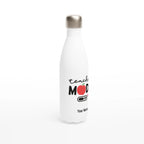 Personalised - Teacher Mode On - White 17oz Stainless Steel Water Bottle Personalised Water Bottle customise Globally Fulfilled personalise Teacher