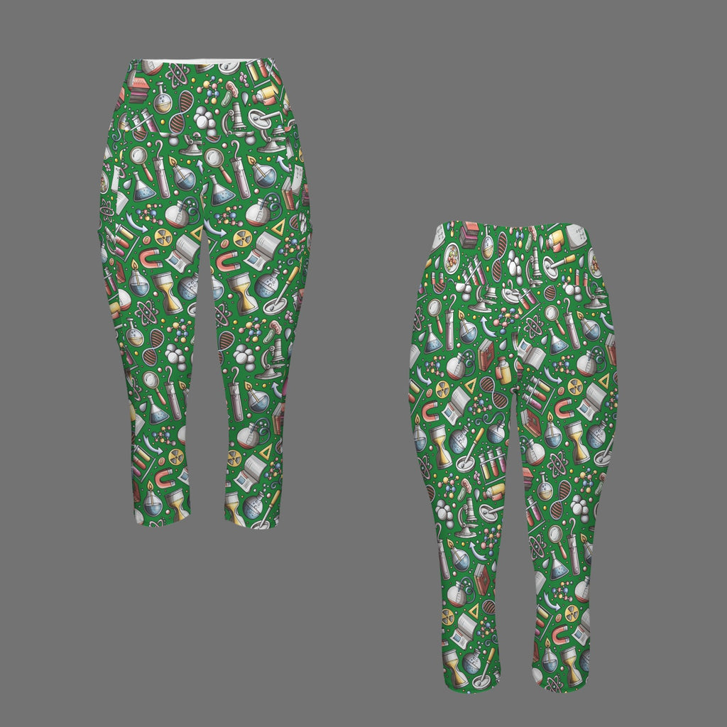 Science Love Women's High Waist Pocket Capri Yoga Leggings Women's High Waist Capri Yoga Leggings Printed Offshore Science