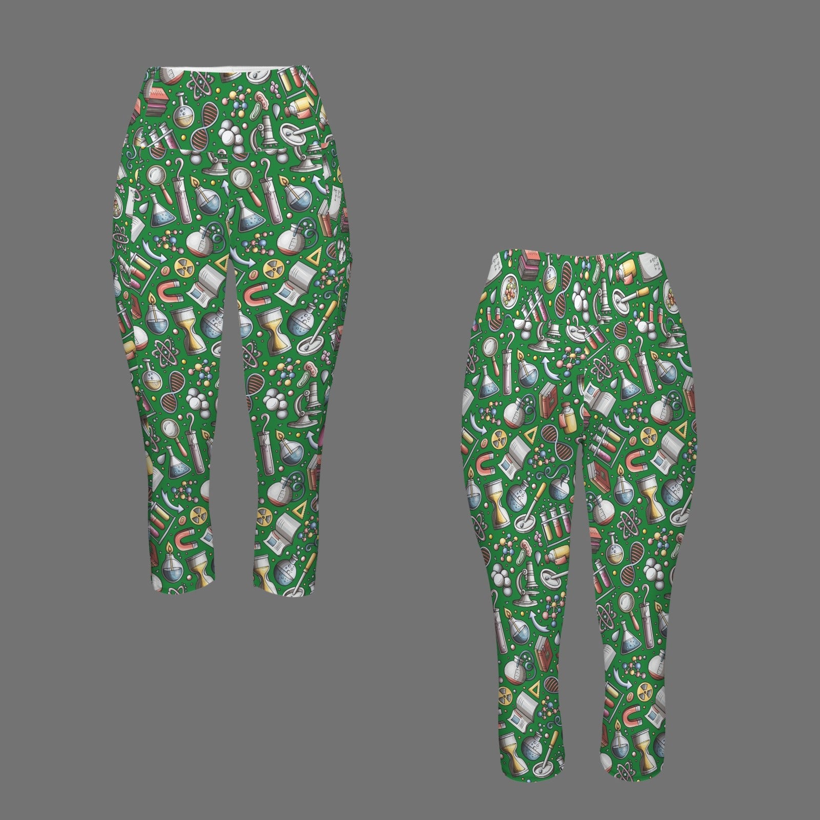 Science Love Women's High Waist Pocket Capri Yoga Leggings Women's High Waist Capri Yoga Leggings Printed Offshore Science