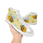 Bright Bees - Kids High Top Canvas Shoes