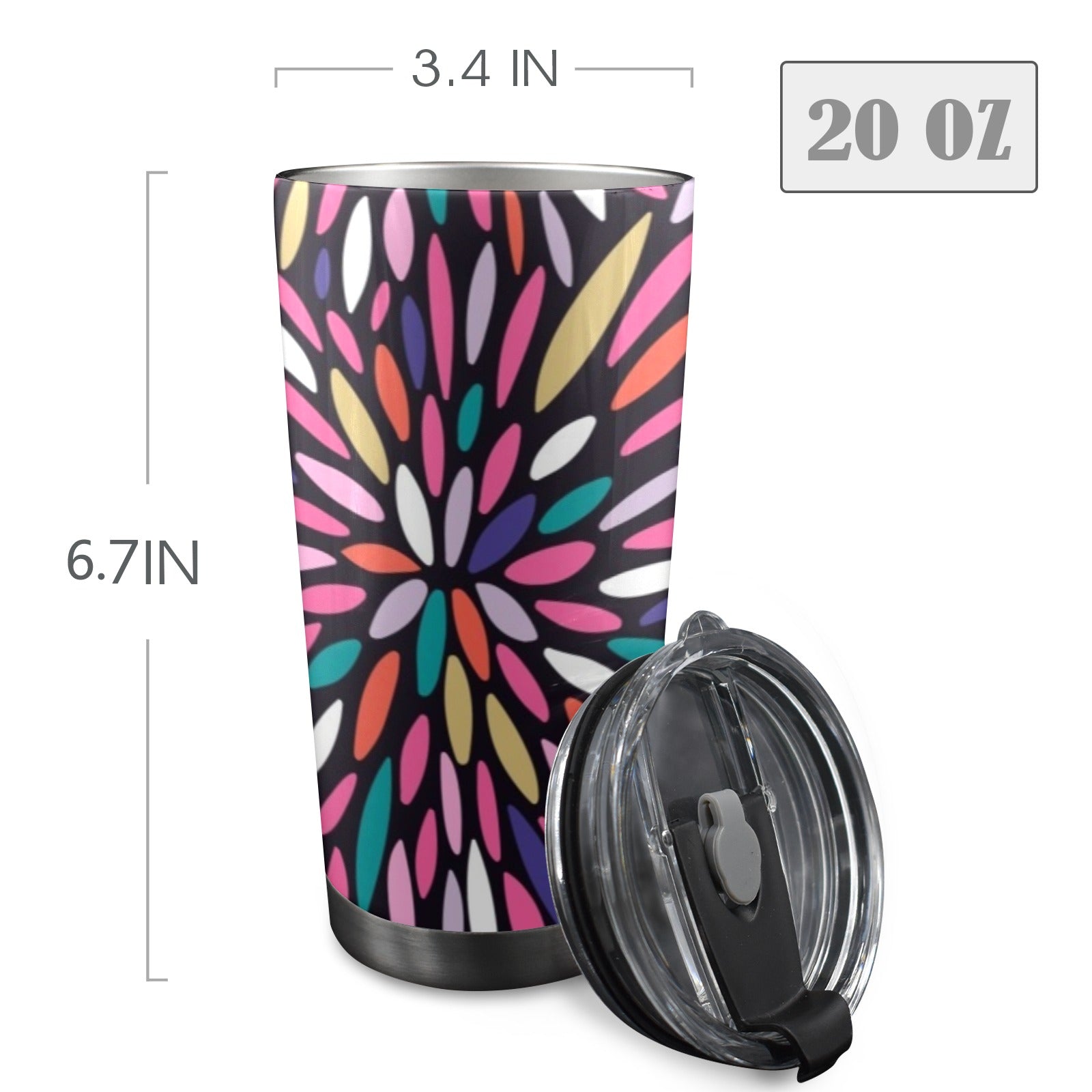 Colour Burst - 20oz Mobile Tumbler with Lid (Black Lock) 20oz Travel Mug Printed Offshore
