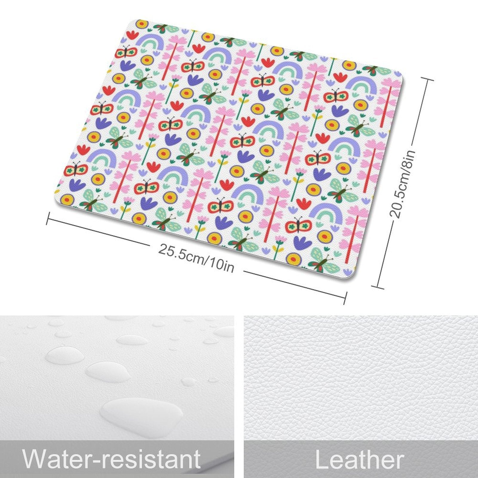 Rainbows And Butterflies - Leather Mouse Pad Leather Mouse Pad Printed Offshore