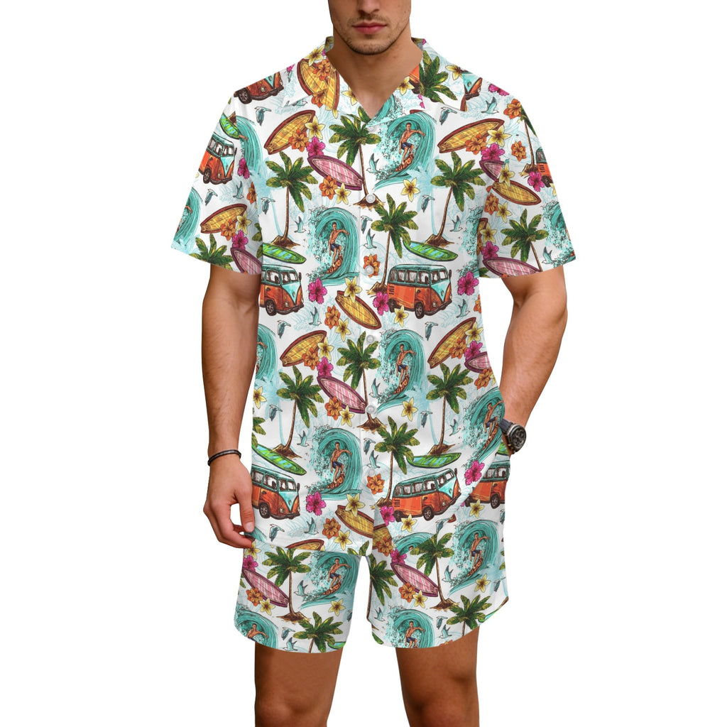 Surfing Safari Men's Hawaiian Shirt & Shorts Set